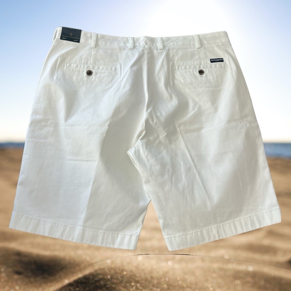 NWT  BROOKS BROTHERS 40 White Flat Front Soft Shorts GOLF Club Sporty Dress - Picture 2 of 10
